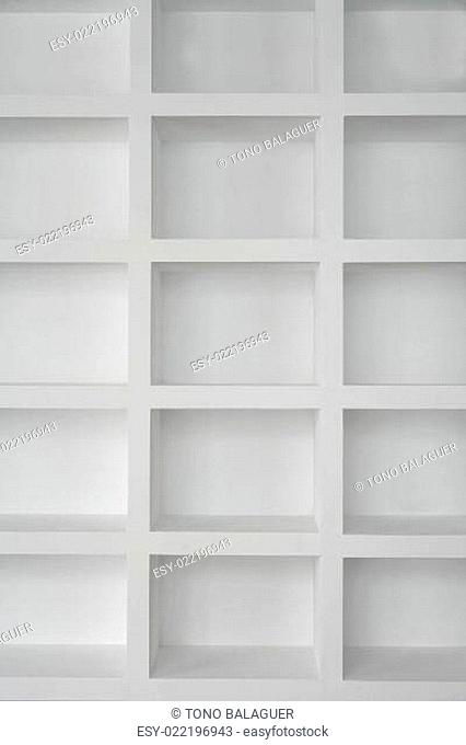 Blank shelving in white empty copy space