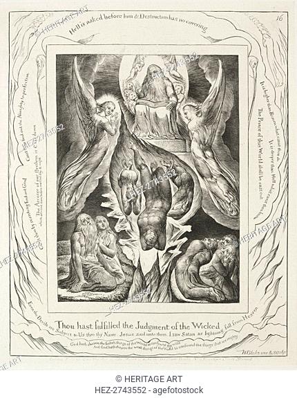 The Book of Job: Pl. 16, Thou hast fulfilled the judgment of the wicked, 1825. Creator: William Blake (British, 1757-1827)