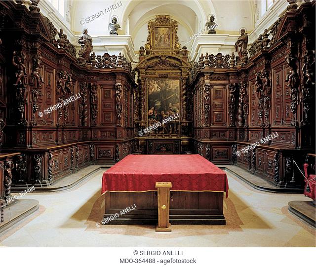 Cabinets, by Mascheroni Giovanni Battista, 1665 - 1669, 17th Century, carved wood. Italy; Emilia Romagna; Parma; Santa Maria della Steccata Basilica; sacrestia
