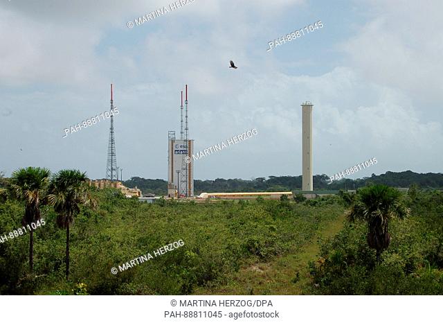 View of the starting ramp for an Ariane rocket at the Guiana Space Centre (Centre Spatial Guyanais, CSG) in Kourou, French Guiana, 6 March 2017
