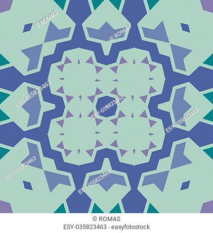 Vector seamless pattern background with different geometrical shapes of multiple colors. Illustration with symmetrical design. Kaleidoscope backdrop