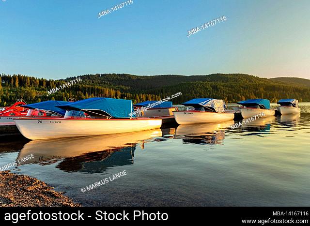 boats on schluchsee, black forest, baden-wuerttemberg, germany