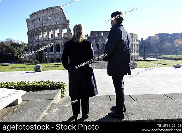 Director of the Archaeological Park of the Colosseum Alfonsina Russo, Italian Minister of Cultural Heritage Dario Franceschini during the exhibition 'Giacomo...