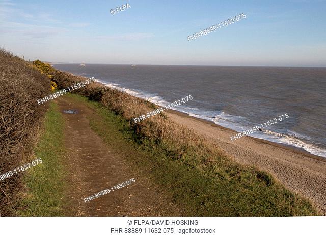 Suffolk coastal path between Sizewell and Thorpeness, looking north