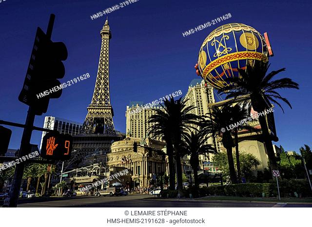 United States, Nevada, Las Vegas, the Strip and Paris-Las Vegas Hotel
