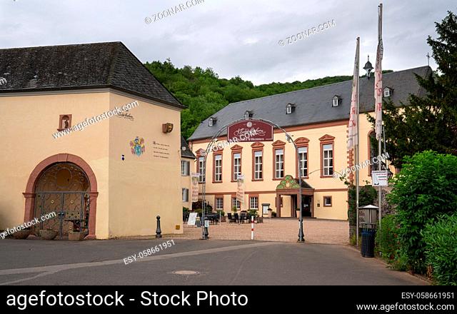 MACHERN, GERMANY - JUNE 17, 2020: Panoramic image of monastery Machern close to Bernkastel on June 17, 2020 in Germany