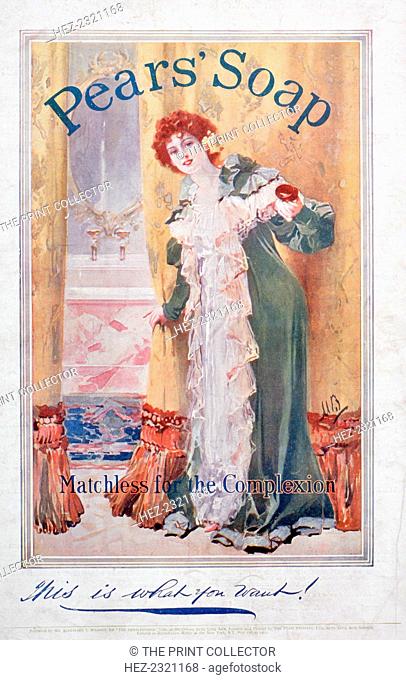 Advert for Pears soap, 1906. A print from the Gentlewoman, Christmas magazine, 1906.  Rights information: Cleared for Editorial Use Only