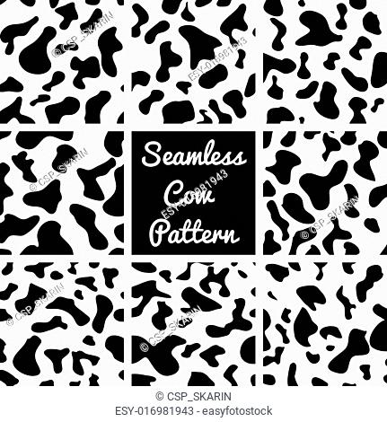 Vector set cow pattern on white background