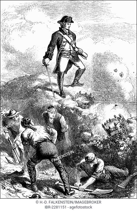 Historical scene, US-American history, 18th century, William Prescott, 1726 - 1795, an American colonel in the American Revolutionary War