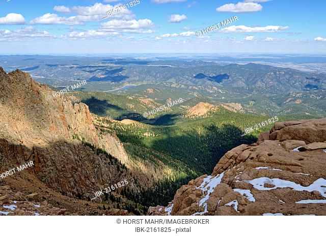 View from Pikes Peak Highway to the Pike National Forest, Colorado Springs, Colorado, USA