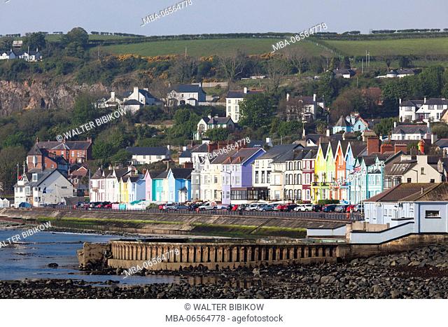 UK, Northern Ireland, County Antrim, Whitehead, colorful houses