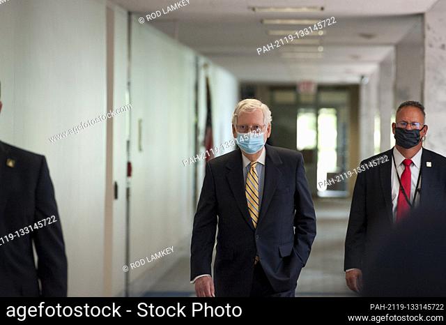 United States Senate Majority Leader Mitch McConnell (Republican of Kentucky) arrives for the GOP luncheon in the Hart Senate Office Building on Capitol Hill in...