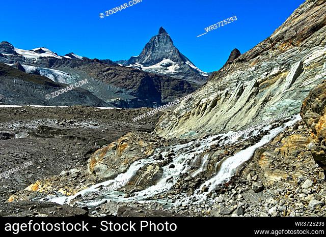 Das Matterhorn vom Gornergletscher gesehen, Zermatt, Wallis, Schweiz / The Matterhorn seen from the Gorner Glacier, Zermatt, Valais, Switzerland