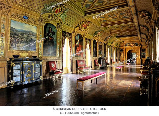 Gallery of the Chateau de Maintenon, Eure & Loir department, region Centre, France, Europe