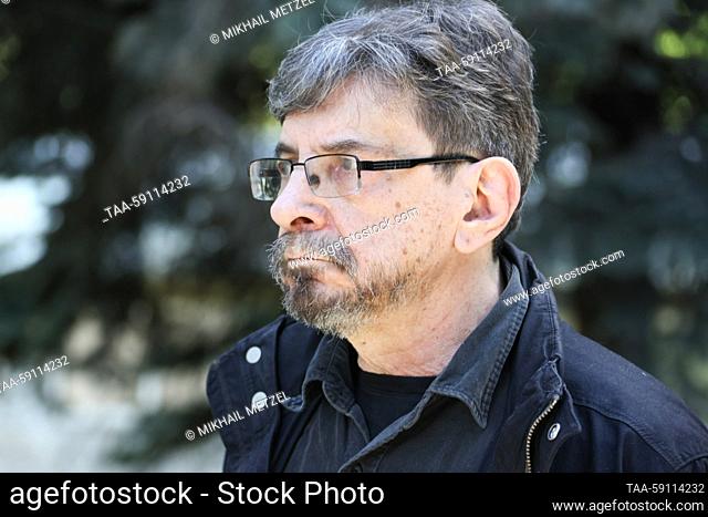 RUSSIA, MOSCOW - MAY 16, 2023: Ekho Moskvy [Echo of Moscow] radio station first deputy editor-in-chief Sergei Buntman is seen before a farewell ceremony for the...
