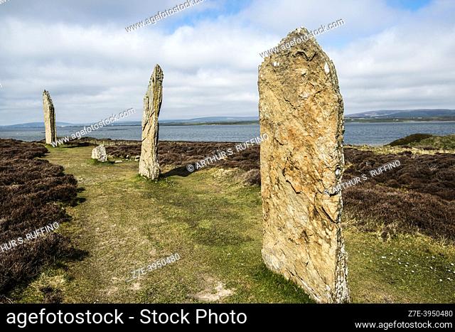 Ring of Brodgar. Orkney Islands mainland, Stromness, Scotland, United Kingdom, UNESCO Heart of Neolithic Orkney World Heritage Site