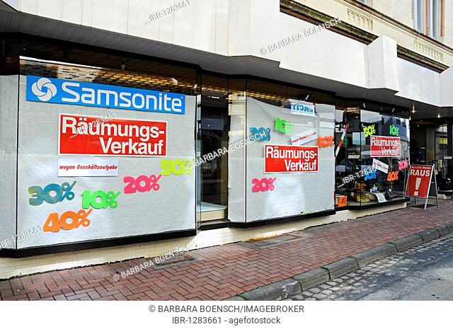 Liquidation sale, bankruptcy, economic crisis, Luedenscheid, Maerkischer district, Sauerland, North Rhine-Westphalia, Germany, Europe