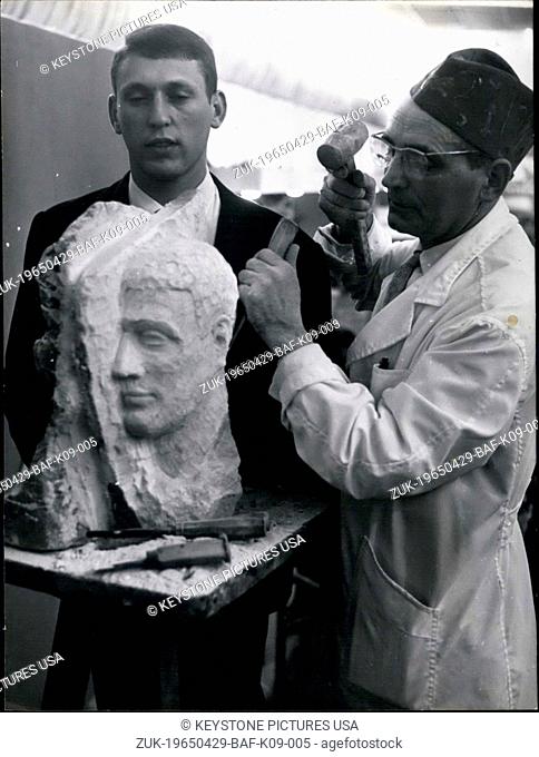 Apr. 29, 1965 - Artist Bartelletti-Daillion at work on Alain Calmat bust (Credit Image: © Keystone Press Agency/Keystone USA via ZUMAPRESS.com)
