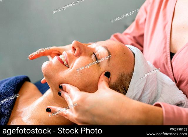 customer, facial care, beautician, facial massage