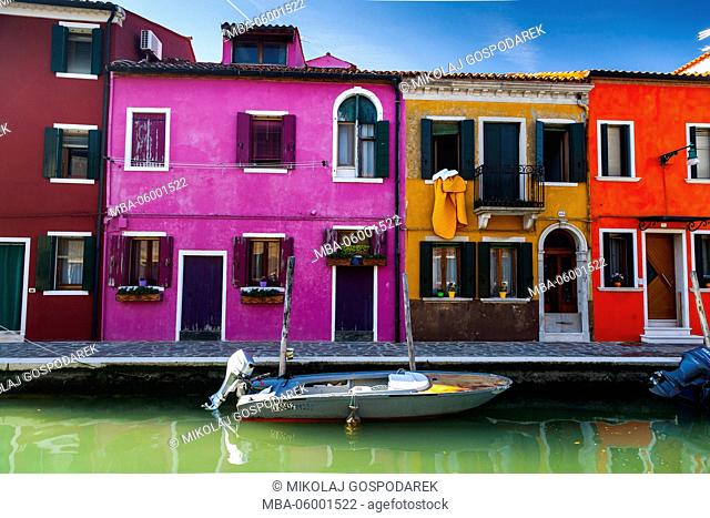 Italy, Veneto, Burano, Colorful houses