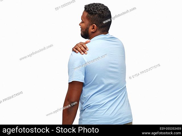 african american man suffering from shoulder pain