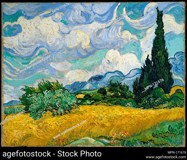Wheat Field with Cypresses. Artist: Vincent van Gogh (Dutch, Zundert 1853-1890 Auvers-sur-Oise); Date: 1889; Medium: Oil on canvas; Dimensions: 28 7/8 x 36 3/4...