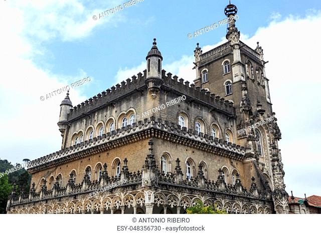 Detail of the Palace Hotel of Bussaco, a luxury hotel built in late 19th century in Neo-Manueline architectural style, located near Coimbra in central Portugal