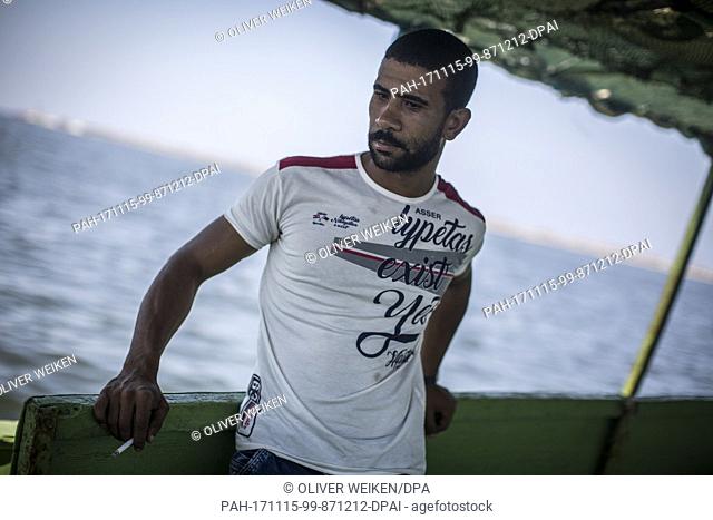 Fisherman Karam standing aboard his boat in the Mediterranean sea off Alexandria, Egypt, 10 August 2017. The Egyptian man was sentenced to five years...