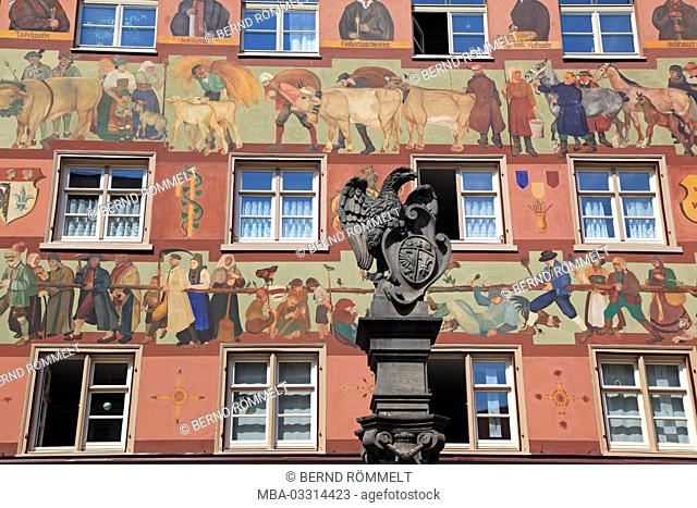 Germany, Baden-Wurttemberg, Allgäu, Unterallgäu, Wangen, house facade, city centre, facade painting
