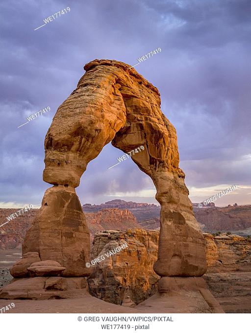 Last light on Delicate Arch; Arches National Park, Utah