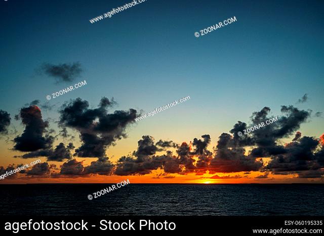 Spectacular sunset on the Caribbean sea