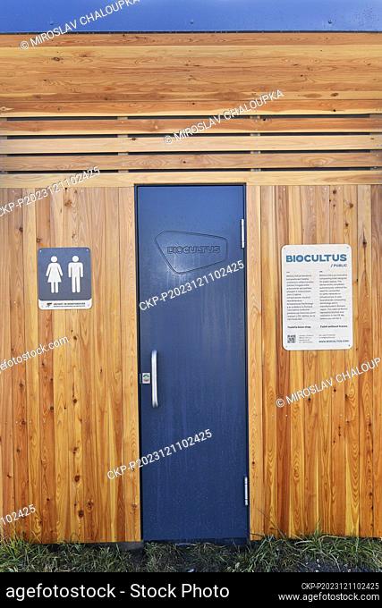 A public toilet that fully converts all material into compost in Dobra voda near Hartmanice in the Bohemian Forest, Czech Republic, October 16, 2023