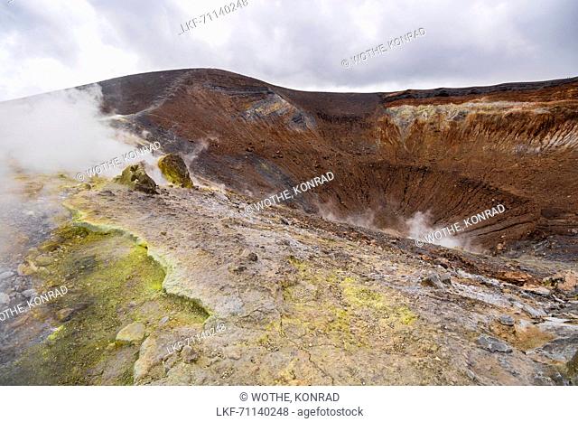 volcano crater Gran Cratere, Vulcano Island, Aeolian Islands, Lipari Islands, Tyrrhenian Sea, Mediterranean Sea, Italy, Europe