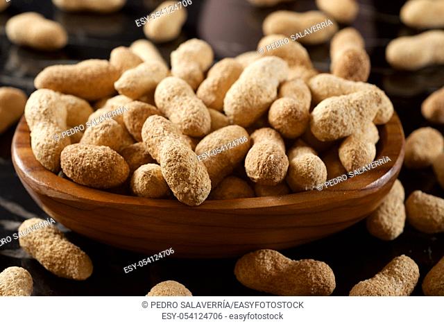 Peanuts with shell on a table