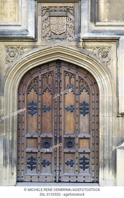 Beautiful wooden doors to the House of Parliament in London England