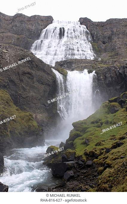 Huge Dynjandi waterfalls, Westfjords, Iceland, Polar Regions