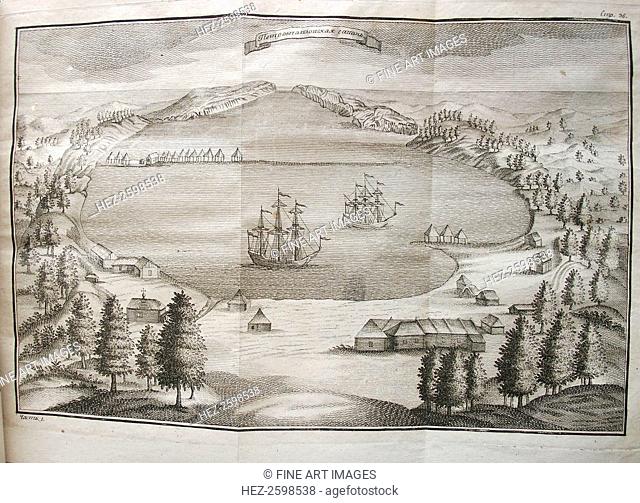View of the Petropavlovsk Harbor, 1755. Found in the collection of the Russian National Library, St. Petersburg