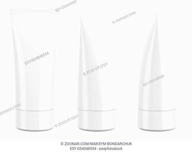 blank cream cosmetic or toothpaste tube isolated on white background. 3d illustration