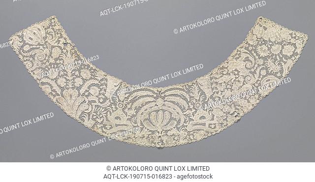 Collar composed of several pieces of needle lace with flowers and exotic fruits, Collar composed of one or more pieces of natural colored needle lace: Argentan...