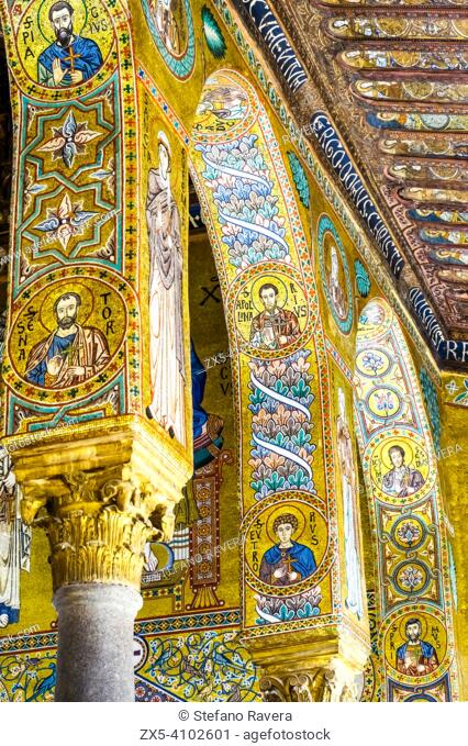 Byzantine mosaics in the Palatine Chapel of the Norman Palace in Palermo - Sicily, Italy