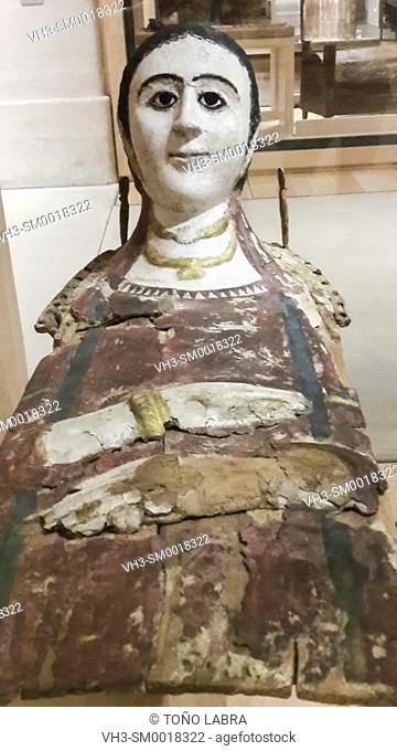 Sarcophagus top (Fayum). Egyptian Ptolemaic collection. Louvre Museum. Paris. France