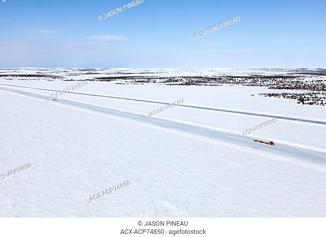 Giant Mine townsite and Aurora Borealis, Northwest Territories, Canada