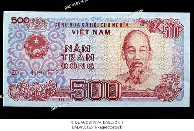 500 dong banknote, 1988, obverse, portrait of Ho Chi Minh (1890-1969). Vietnam, 20th century