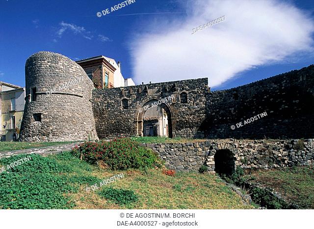 Porta Venosina, one of the gates along the city walls, with 15th century circular tower, Melfi, Basilicata, Italy, 13th century