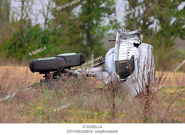 Wreck of a crashed aircraft