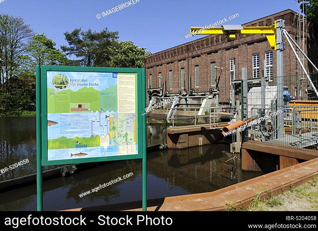 Hydroelectric power plant, fish ladder, an der Hunte, Oldenburg, Lower Saxony, Germany, Europe