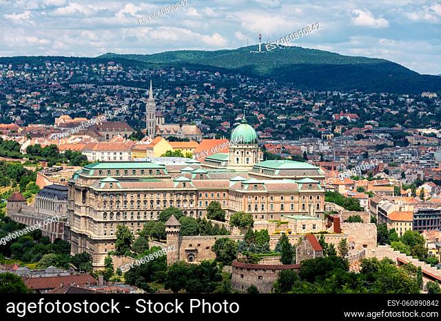 Aerial view at Budapest Royal Palace - Buda castle - from Gellert Hill