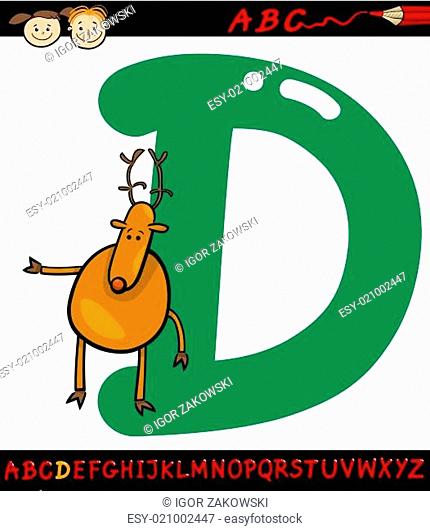 letter d for deer cartoon illustration