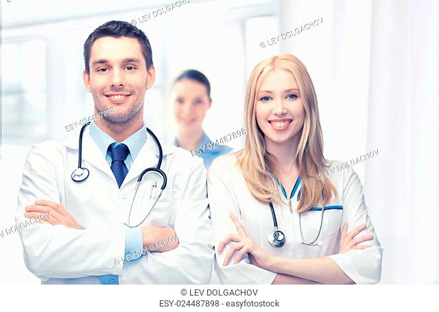bright picture of two young attractive doctors