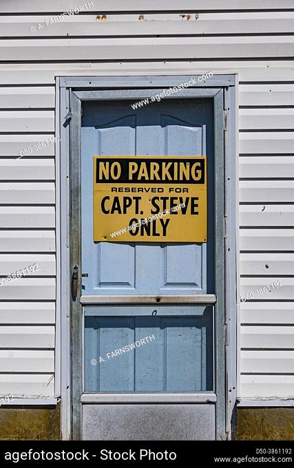 Deal Island, Maryland USA A sign on a house says ""Parking for Captain Steve Only""